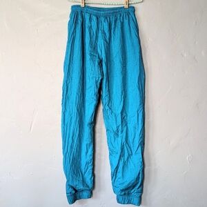 Vintage Duffel Sportswear Teal Crinkle Nylon Track Pants - Size Medium
